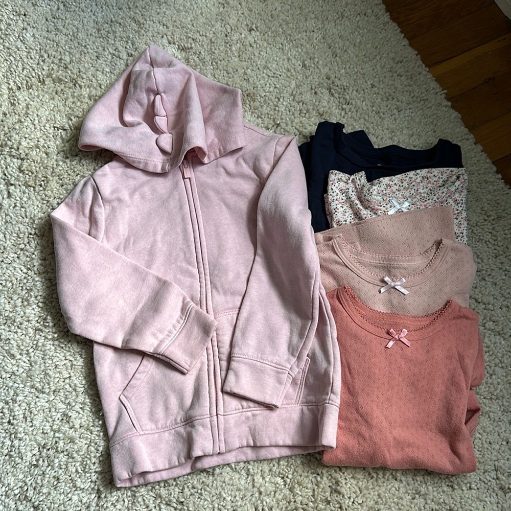Old Navy critter hoodie & 4 long sleeve tops - 5T